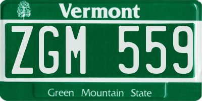 VT license plate ZGM559