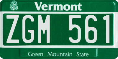 VT license plate ZGM561