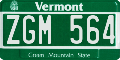 VT license plate ZGM564