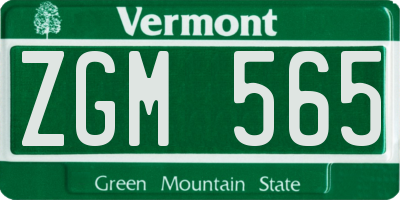 VT license plate ZGM565