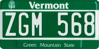 VT license plate ZGM568