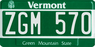 VT license plate ZGM570