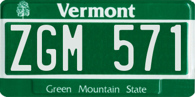 VT license plate ZGM571