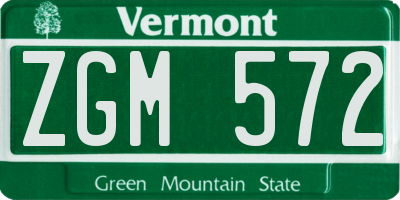 VT license plate ZGM572
