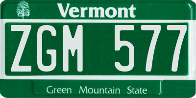VT license plate ZGM577