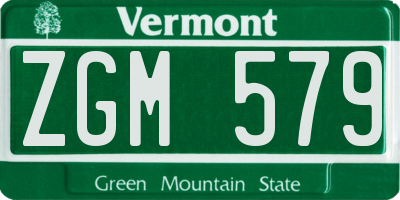 VT license plate ZGM579