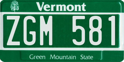 VT license plate ZGM581
