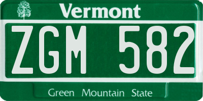 VT license plate ZGM582