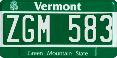 VT license plate ZGM583