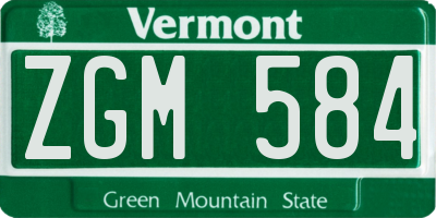 VT license plate ZGM584