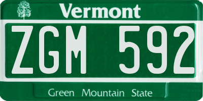 VT license plate ZGM592