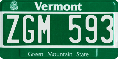 VT license plate ZGM593