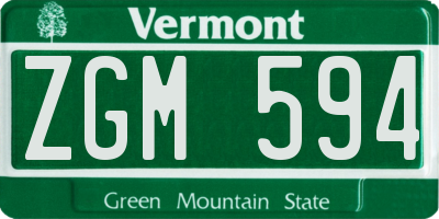 VT license plate ZGM594