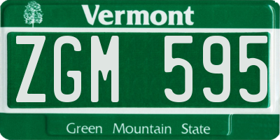 VT license plate ZGM595