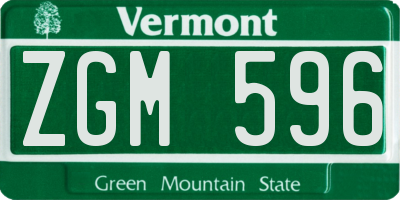VT license plate ZGM596