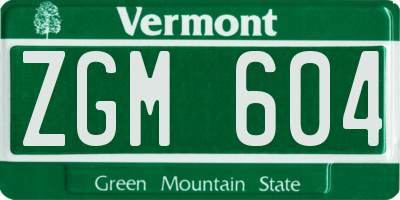 VT license plate ZGM604