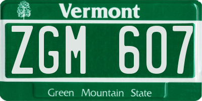 VT license plate ZGM607