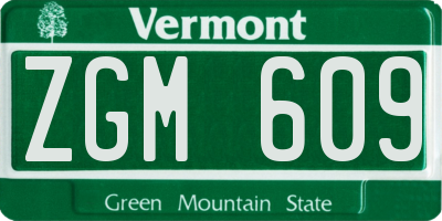 VT license plate ZGM609