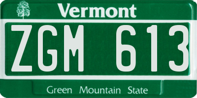 VT license plate ZGM613