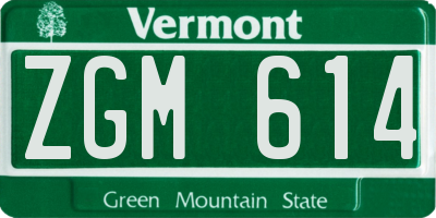 VT license plate ZGM614