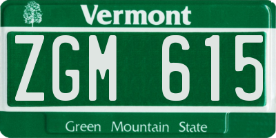 VT license plate ZGM615