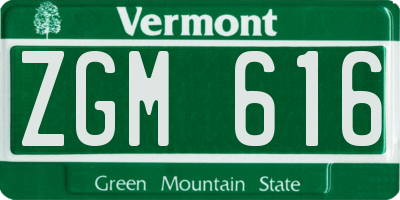 VT license plate ZGM616