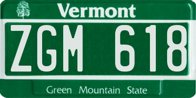 VT license plate ZGM618