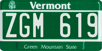 VT license plate ZGM619