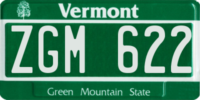 VT license plate ZGM622