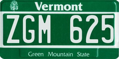 VT license plate ZGM625