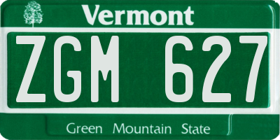 VT license plate ZGM627