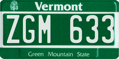 VT license plate ZGM633