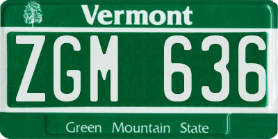 VT license plate ZGM636