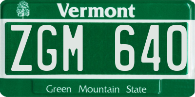 VT license plate ZGM640