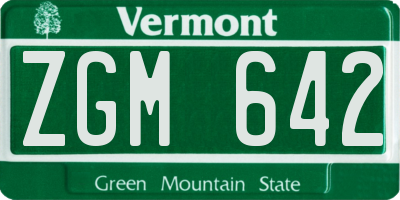 VT license plate ZGM642