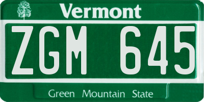VT license plate ZGM645