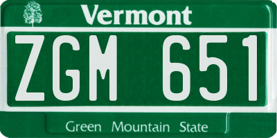 VT license plate ZGM651