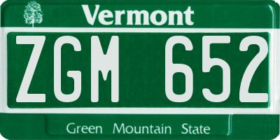 VT license plate ZGM652