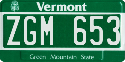 VT license plate ZGM653