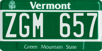 VT license plate ZGM657