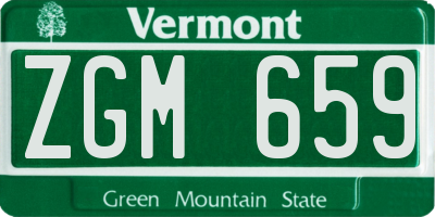 VT license plate ZGM659