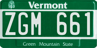 VT license plate ZGM661