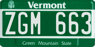 VT license plate ZGM663