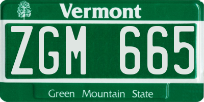 VT license plate ZGM665