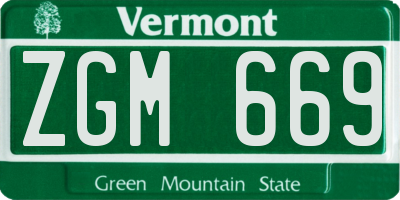 VT license plate ZGM669