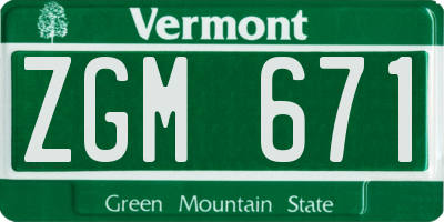 VT license plate ZGM671