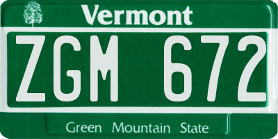 VT license plate ZGM672