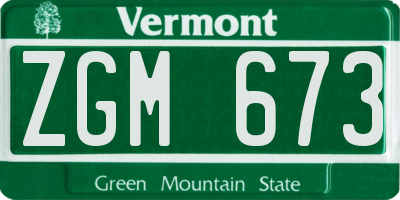 VT license plate ZGM673