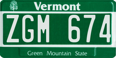 VT license plate ZGM674