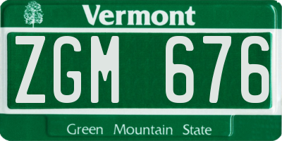 VT license plate ZGM676